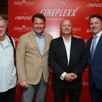 Director of Cineplexx Croatia Enver Hadžiabdić, financial director and managing partner of Cineplexx International Christof Papousek, director of Sarajevo Film Festival Mirsad Purivatra and general director of Europe Group Rasim Bajrović, Cineplexx Opening Announcement, 25th Sarajevo Film Festival, 2019 (C) Obala Art Centar