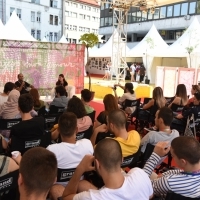 Docu Corner Live Forum, Festival Square, 25th Sarajevo Film Festival, 2019 (C) Obala Art Centar