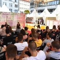 Docu Corner Live Forum, Festival Square, 25th Sarajevo Film Festival, 2019 (C) Obala Art Centar