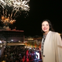 Mayor of Sarajevo Benjamina Karić, Fireworks, supported by City of Sarajevo and mayor Benjamina Karić, Festival Opening Gala Reception, Hotel Europe, 27th Sarajevo Film Festival, 2021 (C) Obala Art Centar	