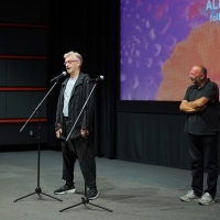 Wim Wenders and Mirsad Purivatra, Screening of Alice in the Cities, Tribute To Wim Wenders, Meeting Point Cinema, 27th Sarajevo Film Festival, 2021 (C) Obala Art Centar