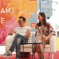 Actors Branko Đurić and Helena Vuković, Grand Coffee With... Programme Presents: Not so Friendly Neighbourhood Affair, Festival Square, 27th Sarajevo Film Festival, 2021 (C) Obala Art Centar	