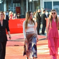 Producer Valbone Rahmani, director Luàna Bajrami and actor Uratë Shabani, Red Carpet, 27th Sarajevo Film Festival, 2021 (C) Obala Art Centar