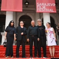 Ali Hewson, Bono Vox, Mirsad Purivatra, Wim and Hella Wenders, Red Carpet, 27th Sarajevo Film Festival, 2021 (C) Obala Art Centar	