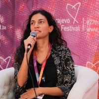Director Keti Papadema, Docu Press Corner, Festival Square, 27th Sarajevo Film Festival, 2021 (C) Obala Art Centar