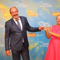 The Best Actor, Boris Isaković (The Family) and The Best Actress, Jasna Đuričić (The Group), Hearts of Sarajevo for TV series award ceremony, Hotel Holiday, Red Carpet, 27th Sarajevo Film Festival, 2021 (C) Obala Art Centar