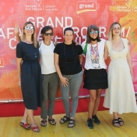 Elma Tataragić, Mina Mileva, Antoneta Alamat Kusijanović, Vesela Kazakova and Asja Krsmanović, Photo Wall, Festival Square, 27th Sarajevo Film Festival, 2021 (C) Obala Art Centar