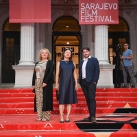 Teresa Cavina, Lorna Tee and Ognjen Glavonić, Jury - Special Award for Promoting Gender Equality, Red Carpet, 27th Sarajevo Film Festival, 2021 (C) Obala Art Centar