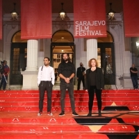 Teymur Hajiyev, Tin Žanić and Taina Galis, European Short Film Jury, Red Carpet, 27th Sarajevo Film Festival, 2021 (C) Obala Art Centar	