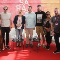 Crew of Black Wedding, moderator Adela Alagić Đorđević and Tina Hajon, Avant Premiere Series – Press Corner, Festival Square, 27th Sarajevo Film Festival, 2021 (C) Obala Art Centar