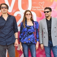 Actors Petar Benčina, Tamara Dragičević and Milan Marić, Photo Wall, Cineplexx, 27th Sarajevo Film Festival, 2021 (C) Obala Art Centar