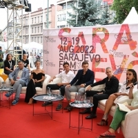 Avant Premiere Series Press Corner, Conversation with the crew of the series The Clinch, Festival Square, 28th Sarajevo Film Festival, 2022 (C) Obala Art Centar
