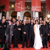 Crew: Kiss The Future, Jovan Marjanović, director of Sarajevo Film Festival, Šejla Kamerić and Mirsad Purivatra, Red Carpet, National Theatre, 29th Sarajevo Film Festival, 2023 (C) Obala Art Centar