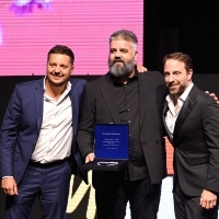The Best Screenplay in Comedy: Gvozden Đurić, Marko Manojlović and Gordan Kičić, Awards Ceremony for TV Series - hosted by BH Telecom, Hotel Hills, 29th Sarajevo Film Festival, 2023 (C) Obala Art Centar