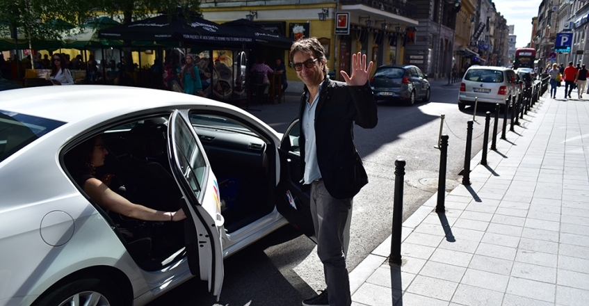 Director Atom Egoyan arrives in Sarajevo